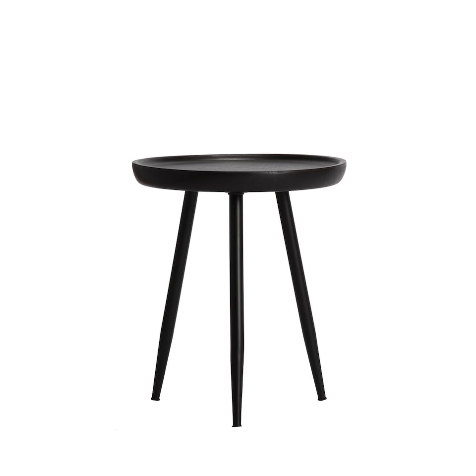 image 1 of MH London Chervey Round Side Table Solid  Wood End Table with Metal Tri-Pin Legs Small