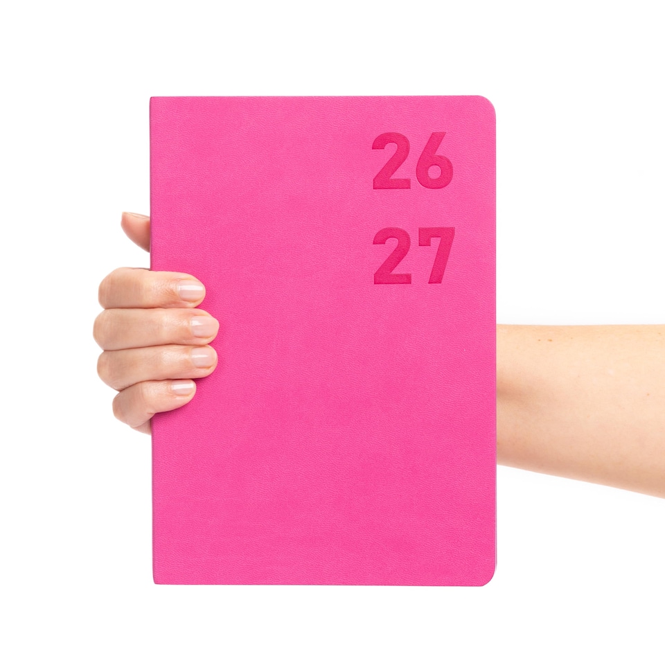 image 1 of 2026 - 2027 Academic Diary A5 Week to View - Mid Year Planner August 2026 to July 2027 - Softcover Felix - Term Dates Notes Timetable | Pink | Cerise