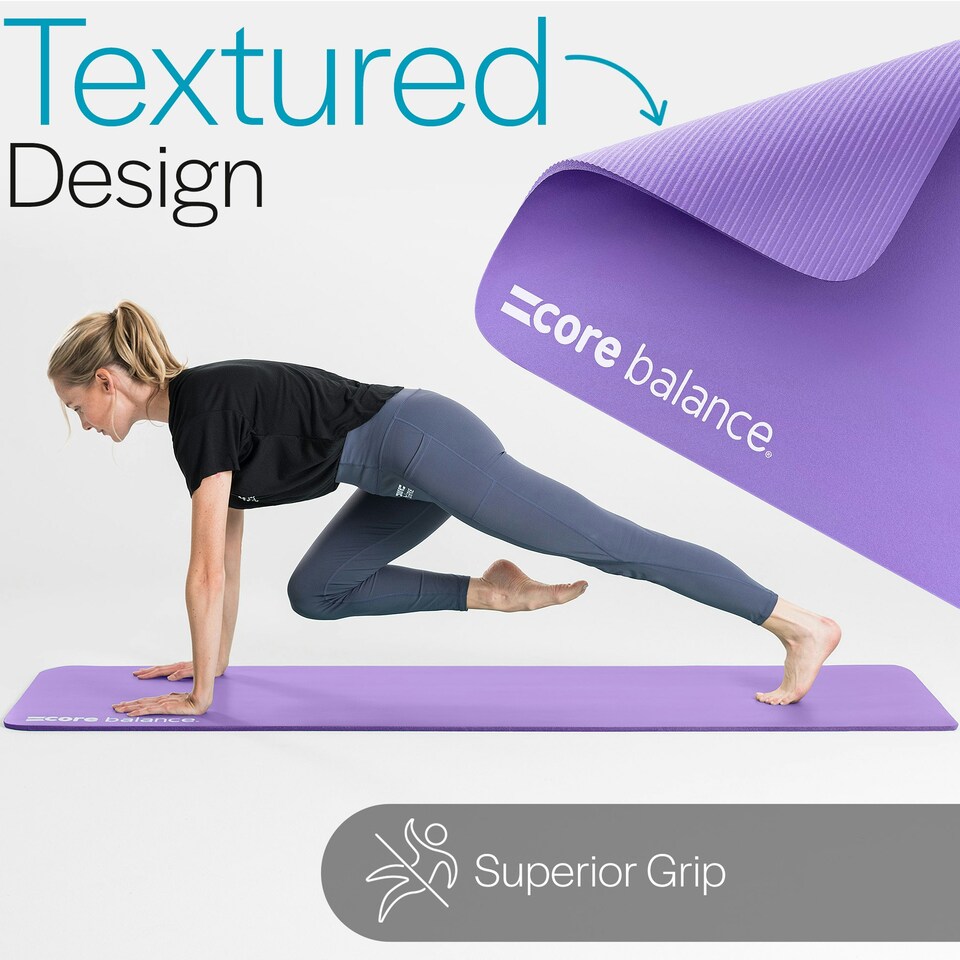 image 1 of Pilates Mat with Strap (10mm Thick) - Purple
