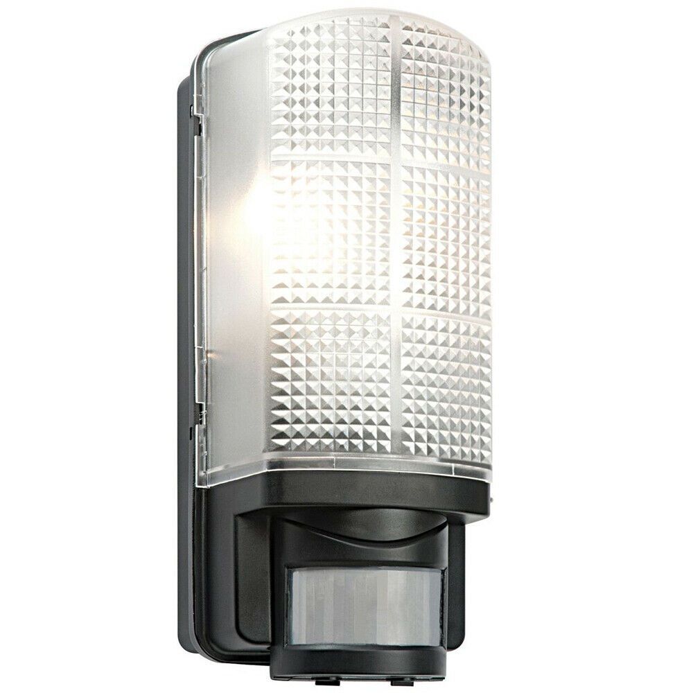 Loops BLACK IP44 Outdoor Wall Bulkhead Light & 10m PIR Motion Sensor 60W E27 Edison