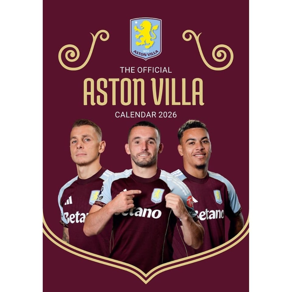 image 1 of Aston Villa FC 2026 A3 Wall Calendar | Red | Maroon/Blue | 1