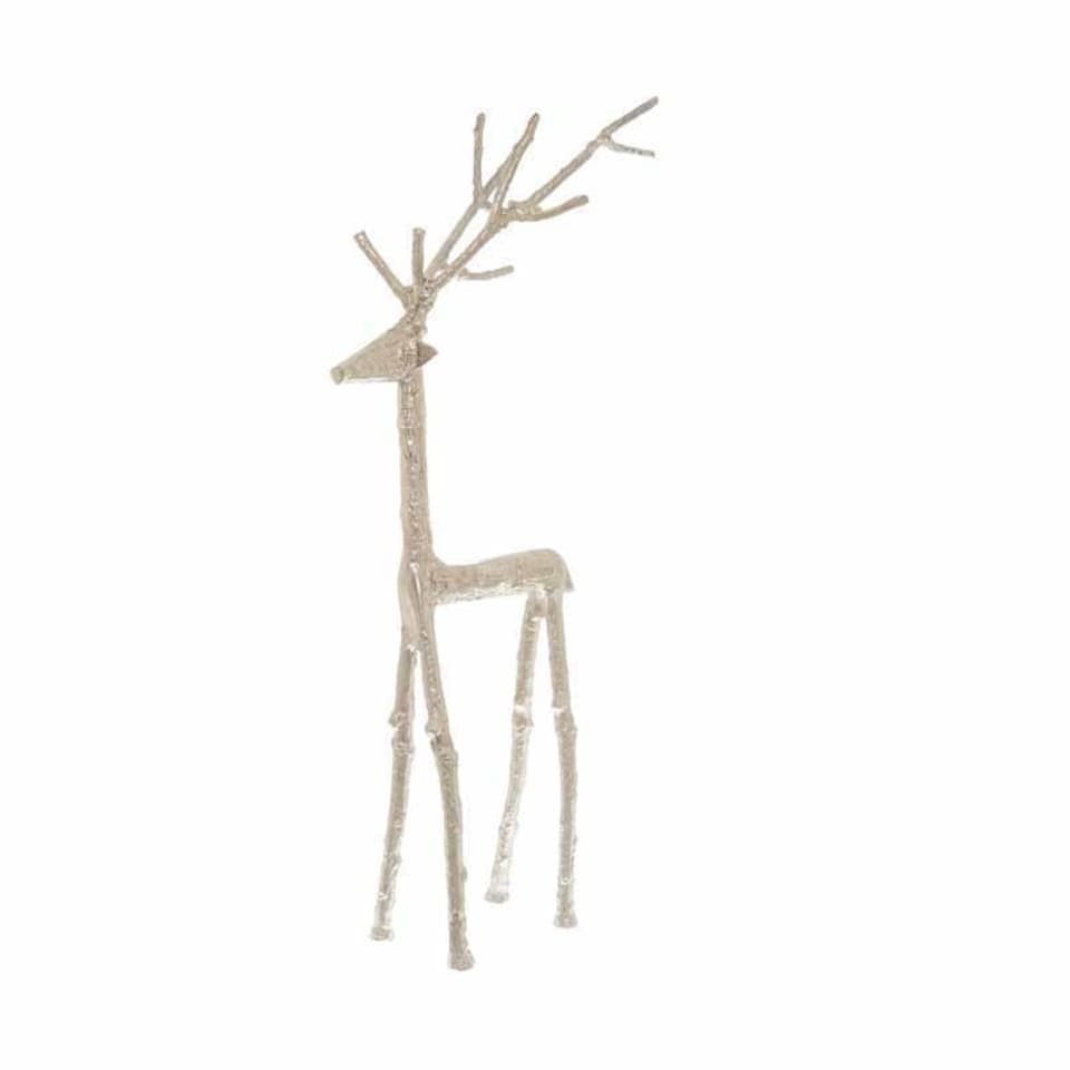 Standing Stag Ornament - Metal - L16 x W30 x H56 cm - Silver