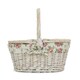 image 3 of White Wash Lidded Basket with Lining Multi | Garden Rose | One Size