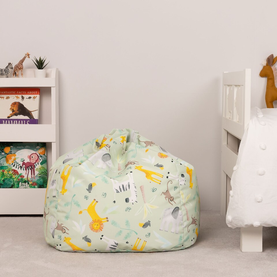 image 1 of Kids Safari Bean Bag Chair Green Childrens Bean Bags | Green | Green | 1