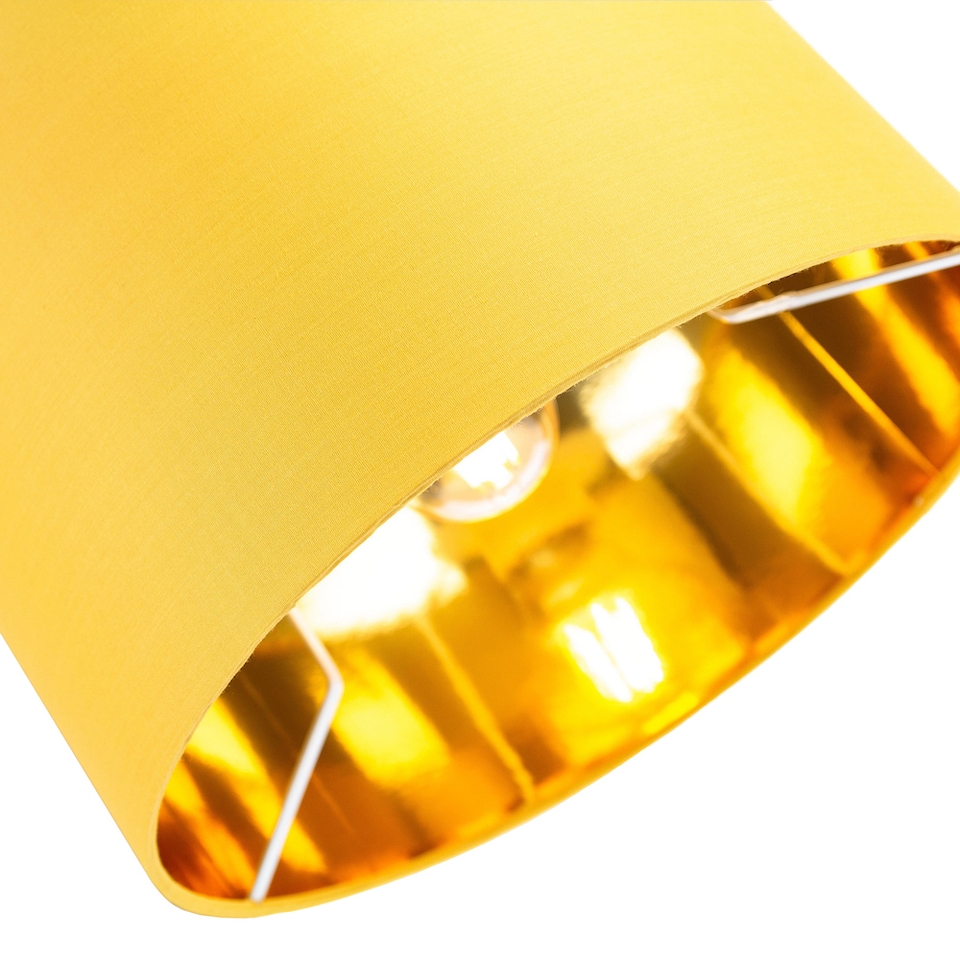 image 1 of Contemporary Ochre Cotton 10 Inch Table-Pendant Lamp Shade with Shiny Gold Inner | Yellow