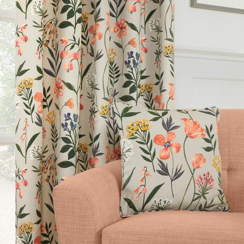 image 1 of Sundour Meadow  Ready Made Floral Pencil Pleat Curtains Multi 90x90 Inches