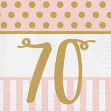 Creative Party 3 Ply 70th Napkins - Pink Chic/White/Gold - One Size