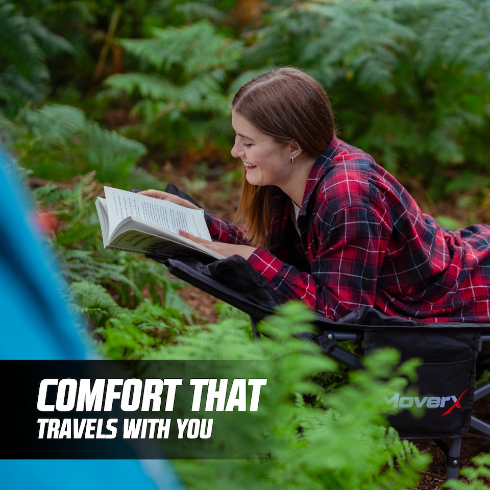 image 1 of MoverX Folding Camping Bed Single with Mattress, Heavy Duty Portable Camp Bed, Campervan, Tent, Travel Cot, Campbed, Black | Black | Portable/Travel