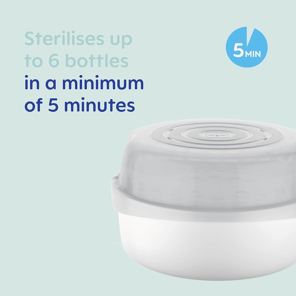 image 1 of MAM Microwave Natural Cleaning Steam Baby Bottle Steriliser Grey