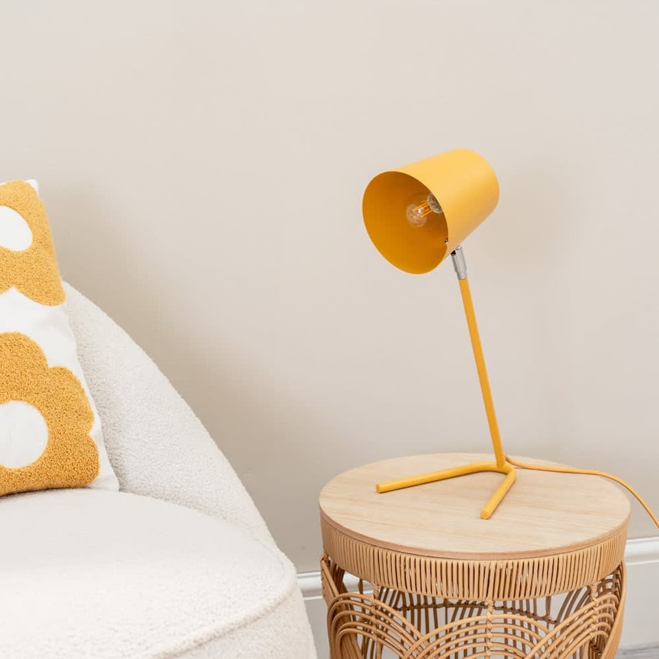 image 1 of ValueLights Lark Mustard Yellow Metal Task Reading Compact Desk Table Lamp