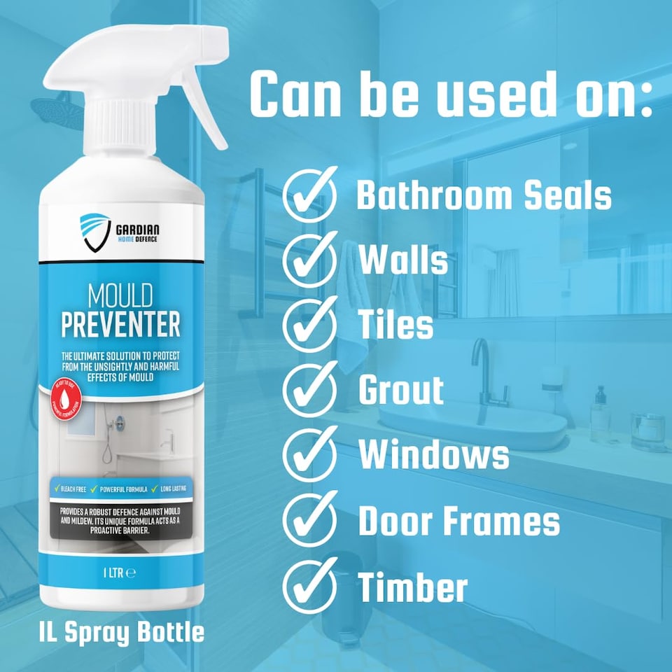 image 1 of Gardian Mould Preventer Spray - 1 Litre - Powerful Anti Mould Spray to Protect Against Harmful Effects of Moulds and Mildew on Various Surfaces - Long-Lasting, Fast-Acting, Easy to Use Moulds Cleaner