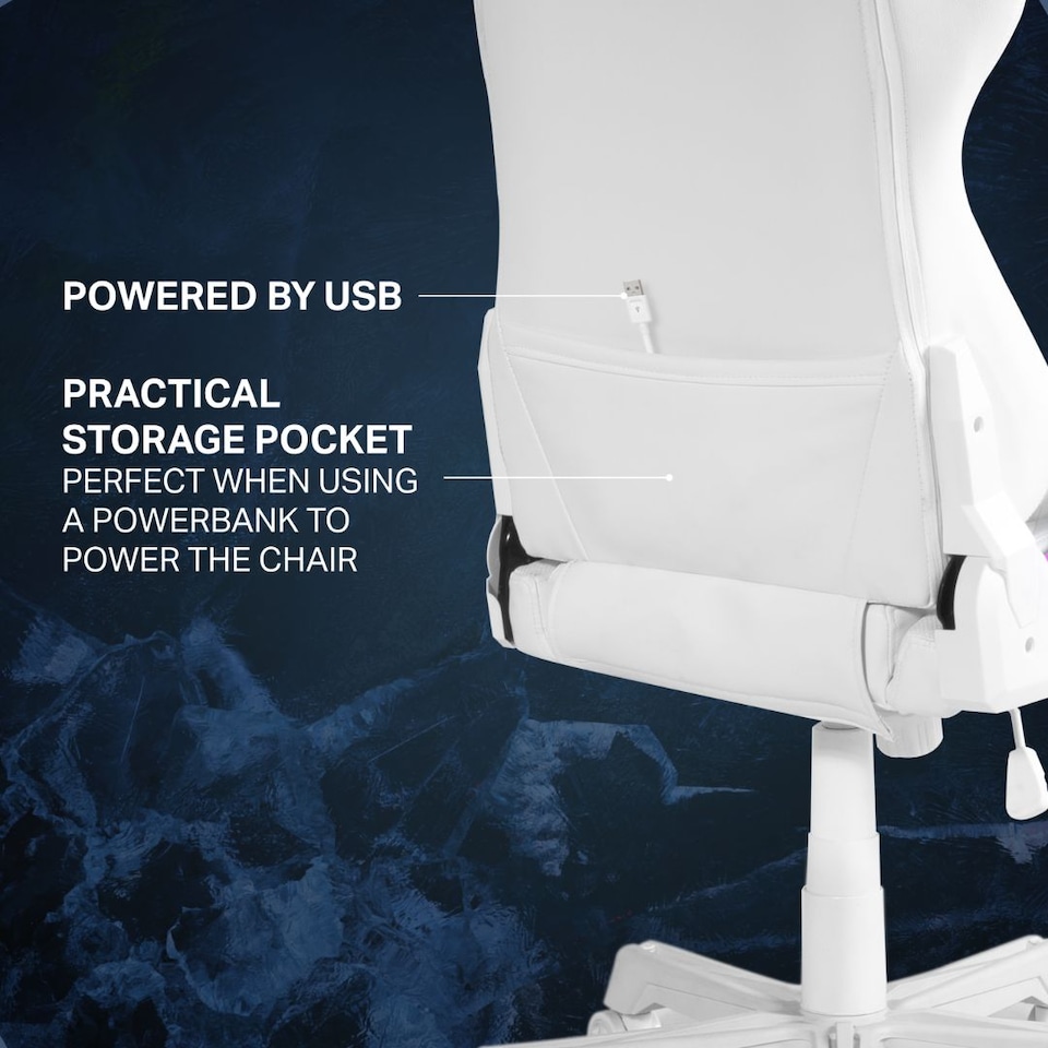 image 1 of Deltaco Gaming DC410 RGB Gaming Chair with RGB Lighting - White