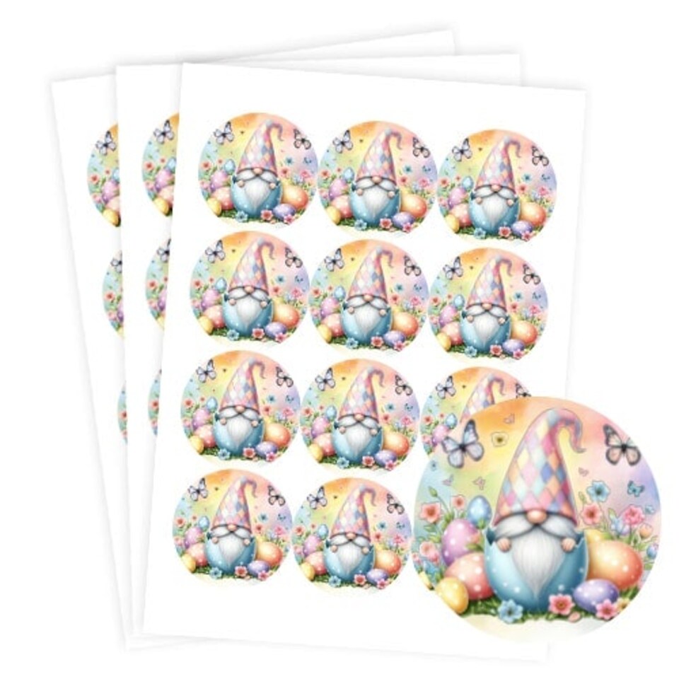 image 1 of Easter Gonk Round Stickers 60mm - Sheet of 12