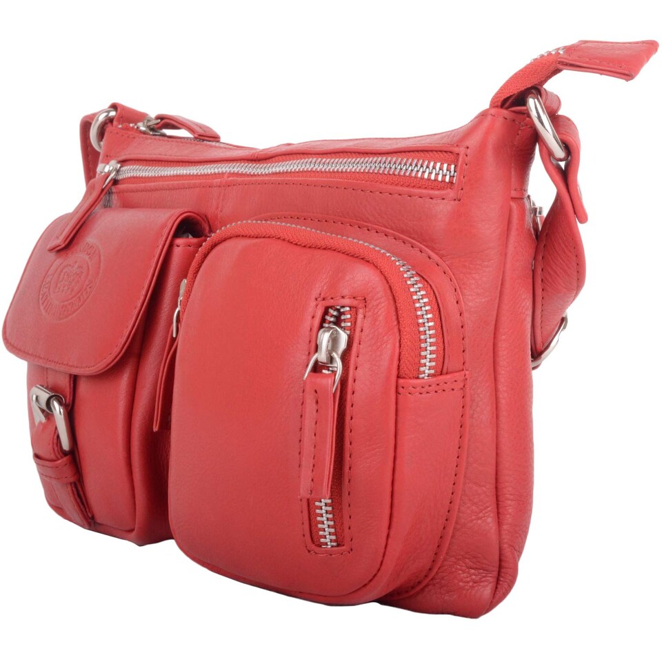 image 1 of London Leathergoods Womens Smooth Genuine Leather Cross Body / Shoulder Bag | Red | Red