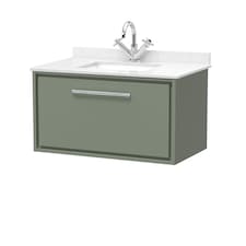 Balterley Wall Hung Single Drawer Vanity with Marble Worktop Basin | Green | Reed Green | 509 x 820 x 470mm