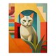 image 3 of Abstract Cubist Cat Plant Feline Geometric Black Framed Wall Art Print A4