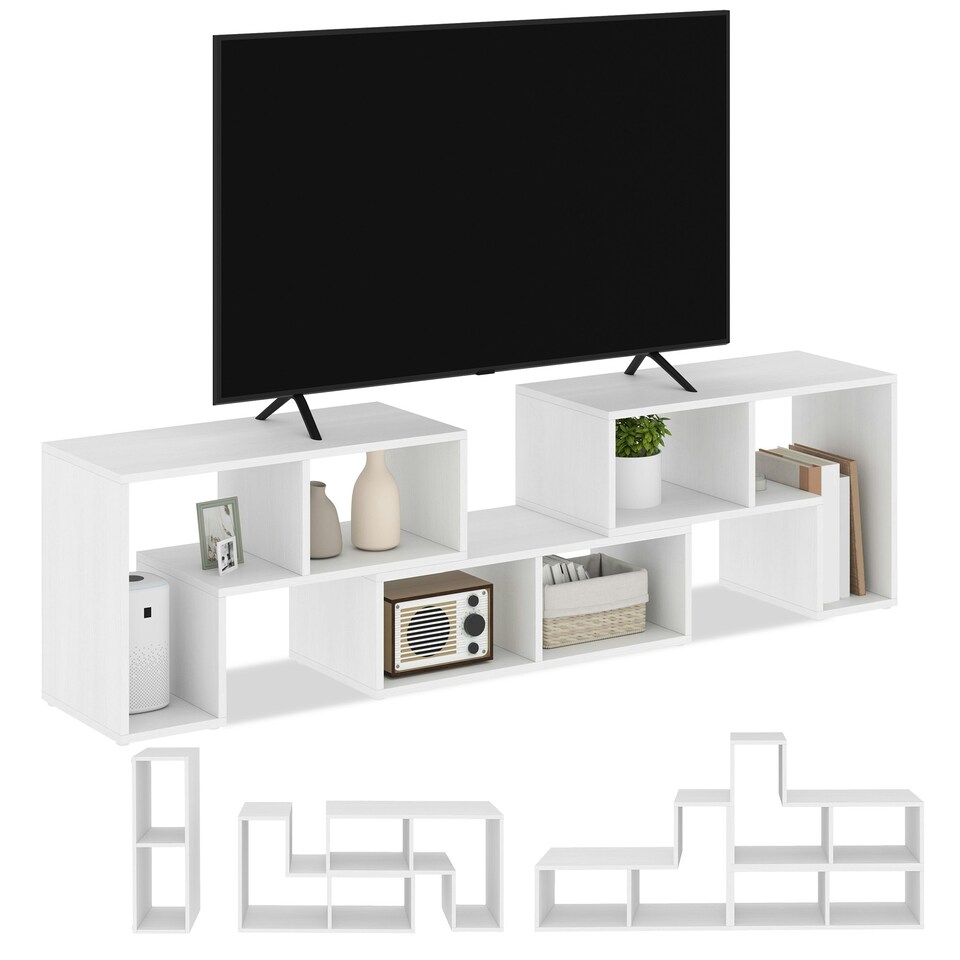 image 1 of HOMCOM TV Unit for TVs up to 75 Inches, Free Combination TV Stand, White