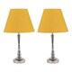 image 1 of Set of 2 Chrome Table Lamps with Stem Detail and Ochre Shades Chrome | Red