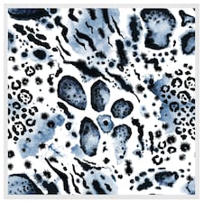 Blue leopard print (Picture Frame) White | XL