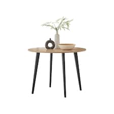 Furniturebox Koko Oak Wood Effect Round Dining Table Black Legs 100cm