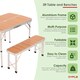 image 2 of Oypla 3ft Folding Outdoor Camping Kitchen Wood Effect Work Top Table and Benches Brown