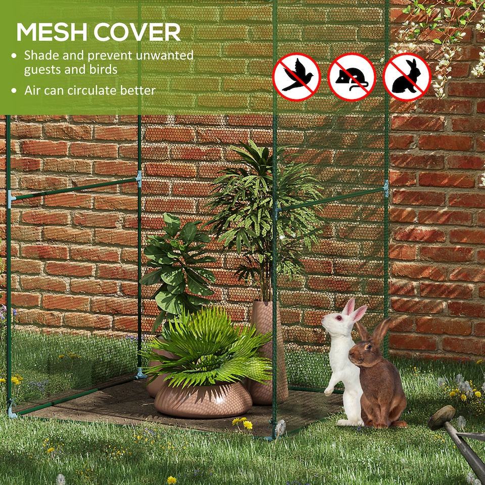 image 1 of Outsunny Fruit Cage, Plant Protection Tent, 1.2 x 1.2 x 1.8m, Dark Green