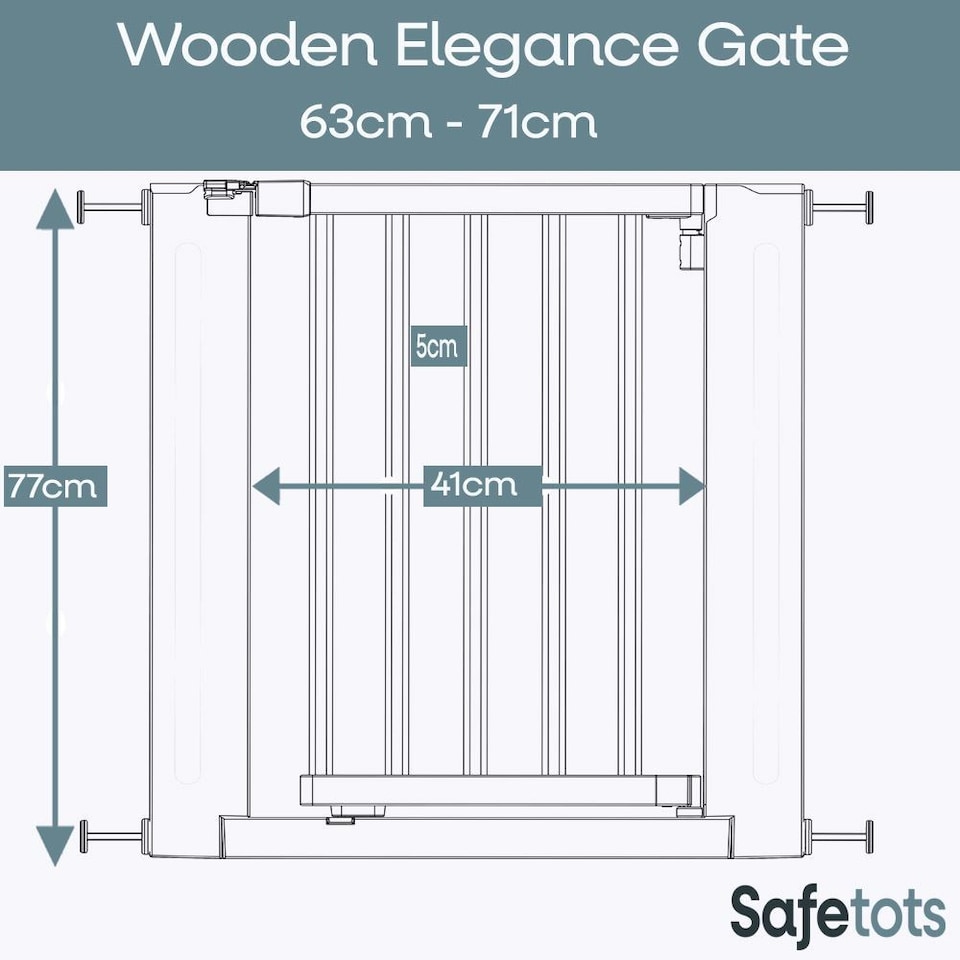 image 1 of Safetots Wooden Elegance Gate, Natural, 63cm - 71cm, Pressure Fit Safety Gate, Baby Gate for Stairs and Doors, Easy Installation