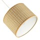image 5 of Vintage Reeded Paper Round Lamp Shade with Taupe Cotton Fabric Trims | Cream | Taupe | 1