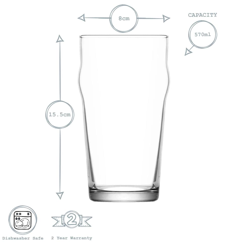 image 1 of LAV Noniq Pint Beer Glasses - 570ml - Clear - Pack of 6 | Clear | Clear