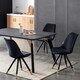 image 8 of Set of 2 Sofia Ergonomic Modern Dining Chairs Upholstered in Velvet, Metal Legs with Gold End Tips Black