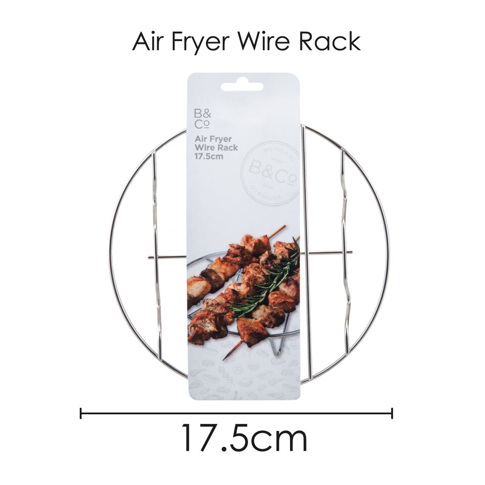 image 1 of PMS Air Fryer Rack with 3 Skewers, Silver
