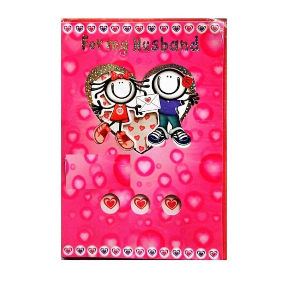 For My Husband Greetings Card - Pink - One Size