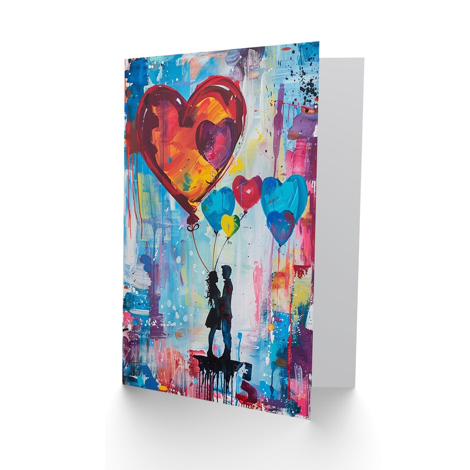 image 1 of Couple Love Romance Heart Balloon Bundle Valentine's Day Card
