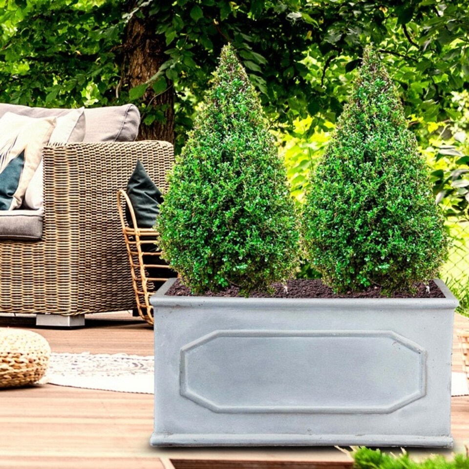 image 1 of Faux Lead Chelsea Trough Light Stone Garden Planter W30 H30.5 L71 cm, 64 ltrs Cap.