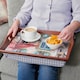 image 4 of Greenhurst Set of 2 Cushioned Lap Trays – Padded Bean Bag Base, Stable Wooden Top, Ideal for Eating, Reading Brown | Mahogany