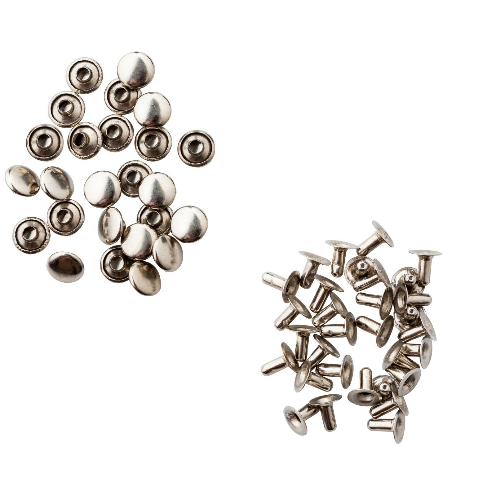 9mm Silver Single Cap Rivets, Leather Rivets Tubular Metal Studs - 100pcs