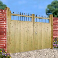 Hampton Tall Double Driveway Garden Gate - Pressure Treated Scandinavian Redwood - W2400 x H1800 mm Brown