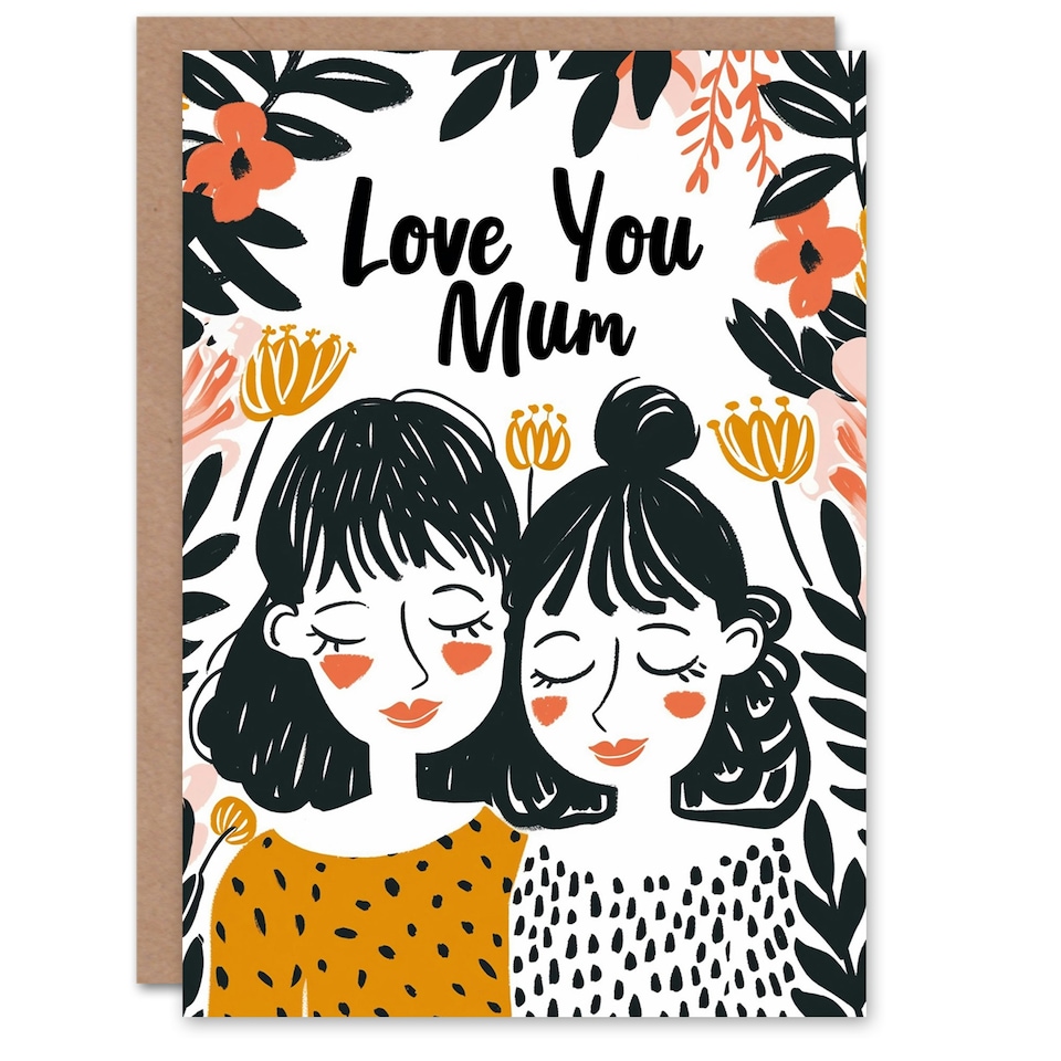 image 1 of Mothers Day Card Boho Floral Love You Mum Card