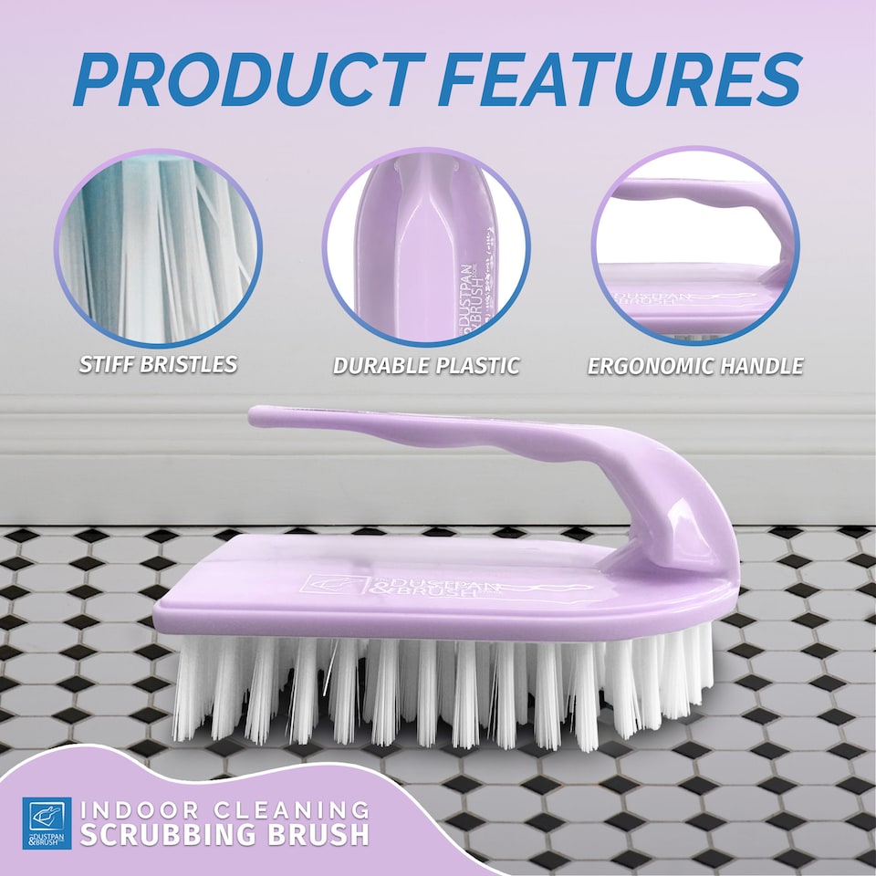 image 1 of Iron Shaped Scrubbing Brush Heavy Duty Stiff Bristle Hand Brush | Multi | Lilac | One Size