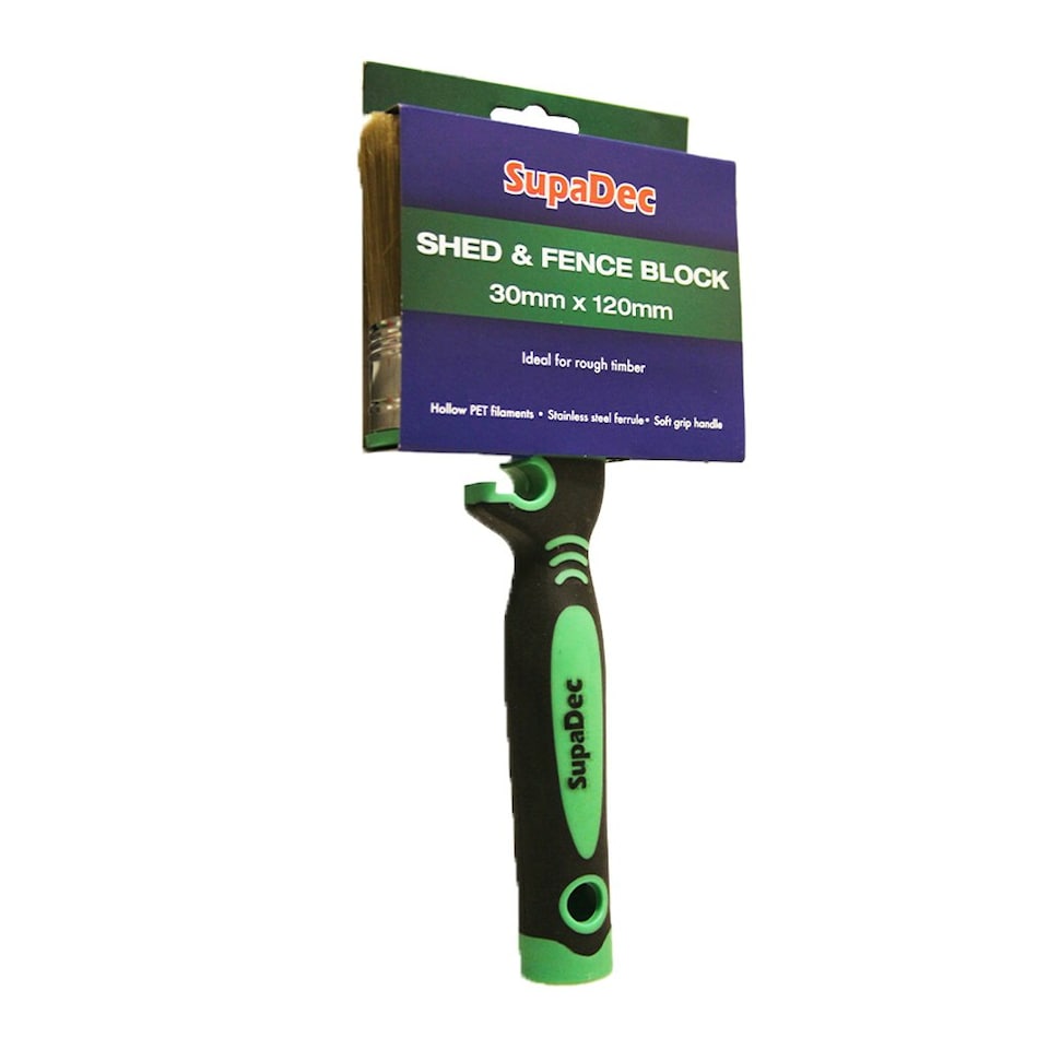 image 1 of SupaDec Shed & Fence Block Brush - Black/Green - 12 x 27.5 x 3cm