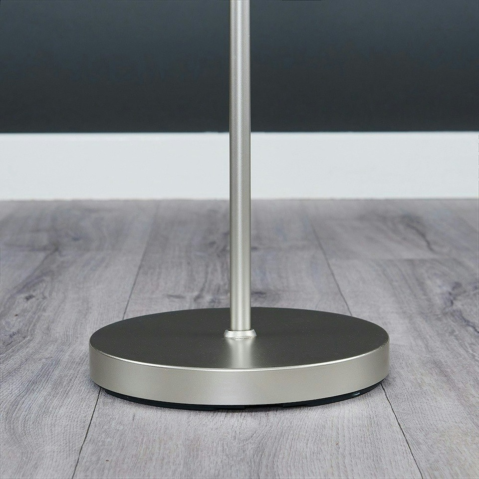 image 1 of ValueLights Modern Floor Lamp In Brushed Chrome Metal Finish With Black Faux Linen Shade