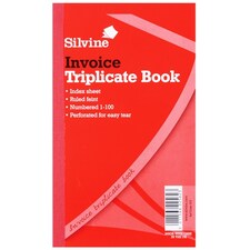 Silvine Triplicate 300 Sheets Invoice Book - White - One Size