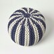 image 3 of Homescapes Navy and White Knitted Pouffe Striped Footstool - 40 x 50 cm