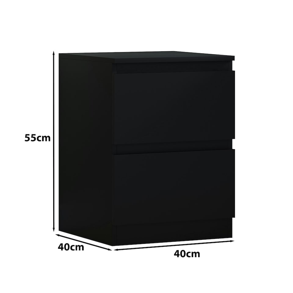 image 1 of FWStyle Carlton 2 Drawer Bedside Nightstand - Matt Black
