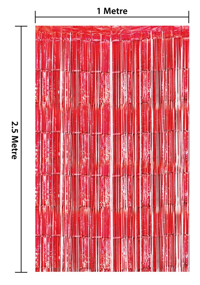 image 1 of Shimmer Tinsel Curtain, 2.5M x 1M Red