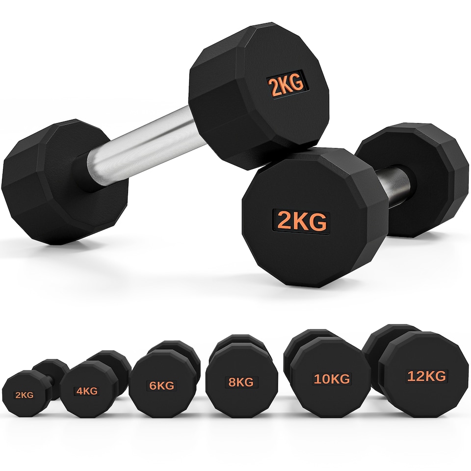 image 1 of SPORTNOW Dumbbells Weights Set with 12-Sided Shape and Non-Slip Grip, 2 x 2kg