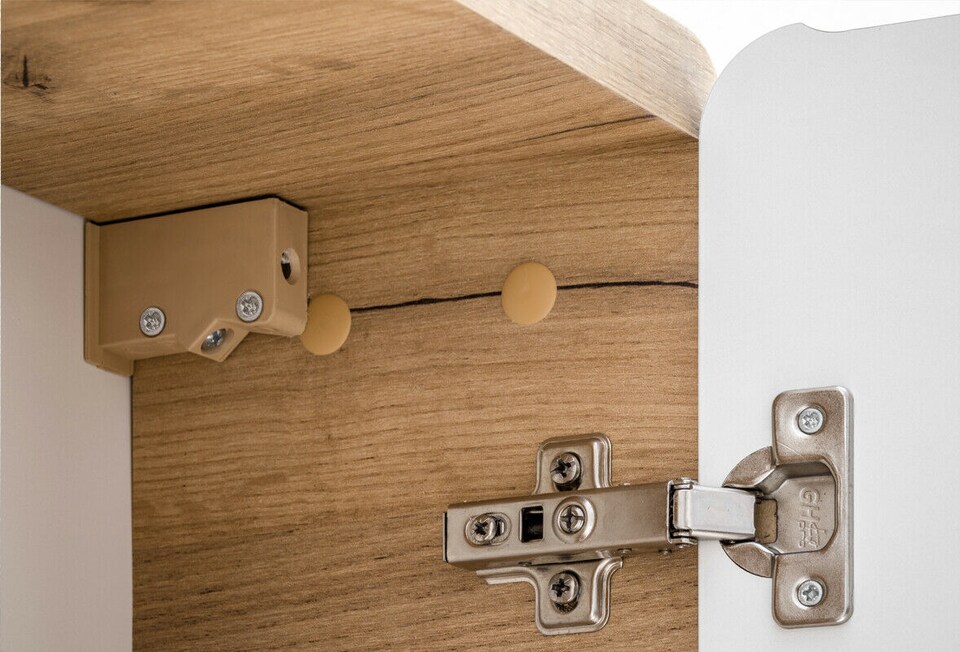 image 1 of Small Bathroom Cabinet Wall Mounted Cube Unit Set of 3 Floating Storage Shelf Boxes Designer White Gloss Oak Handleless Arub