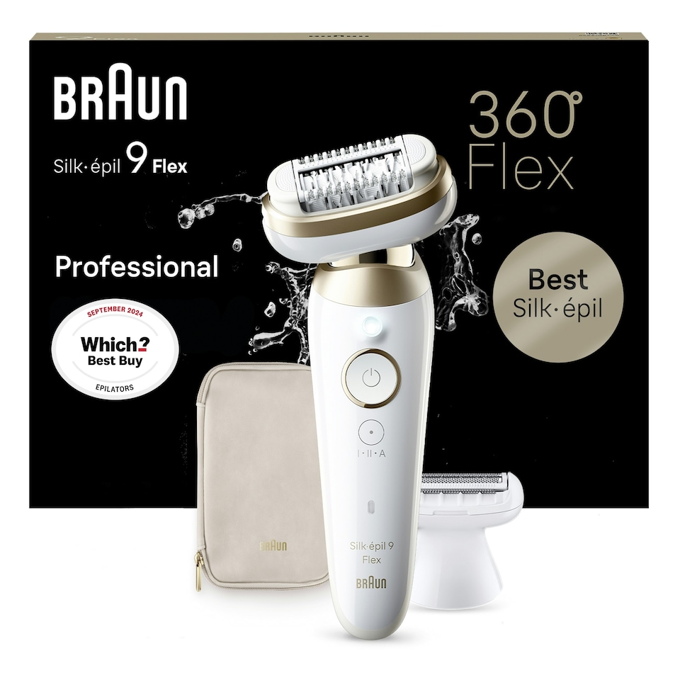 image 1 of Braun Silk-épil 9 Flex, Epilator For Easy Hair Removal, 9-041 3D, White/Gold