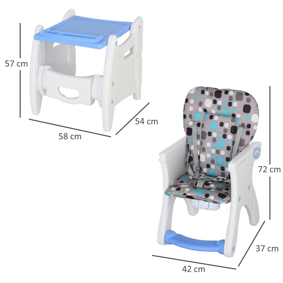 image 1 of HOMCOM 2-in-1 Convertible Baby High Chair Booster Seat w/ Removable Tray Blue