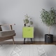 image 3 of Antique Oak 1-Drawer Cube Shelving Unit with Scandinavian Legs | Green | Green & Black | 1